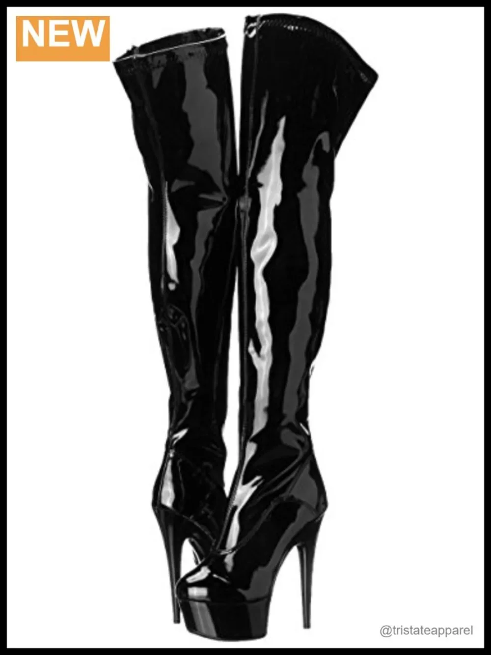 Over-the-Knee Stretch Patent Leather Platform Boots 25